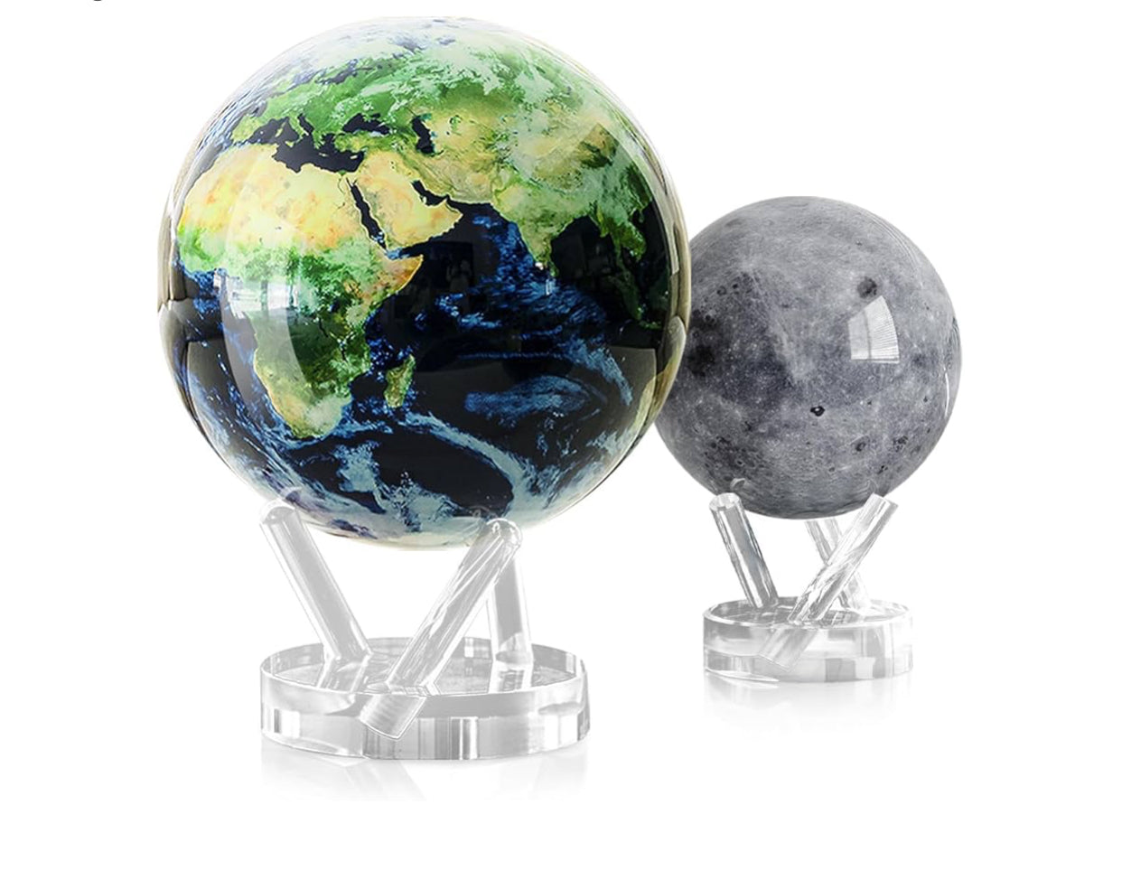 MOVA Globe Bundle – 8.5" Earth with Clouds + 4.5" Moon | Self-Rotating Globes Powered by Light | No Batteries or Cords | Elegant Home & Office Decor