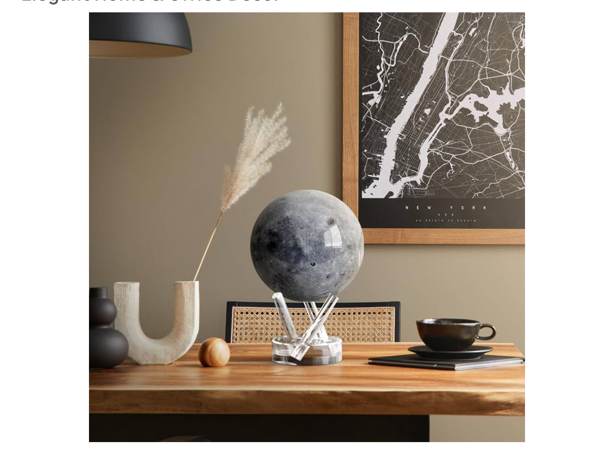 MOVA Globe Bundle – 8.5" Earth with Clouds + 4.5" Moon | Self-Rotating Globes Powered by Light | No Batteries or Cords | Elegant Home & Office Decor